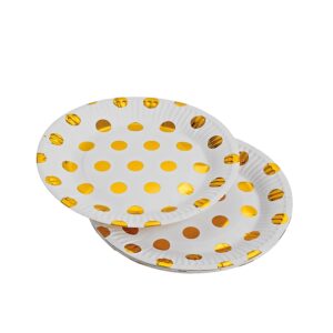 ΠΙΑΤΑ ΛΕΥΚΟ/ΧΡΥΣΟ Φ18.5cm ΣΕΤ 10 ΤΕΜΑΧΙΩΝ