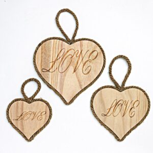 ΞΥΛΙΝΕΣ ΚΑΡΔΙΕΣ LOVE ΣΕΤ 3 ΤΜΧ 27Χ25 22Χ21 17Χ16