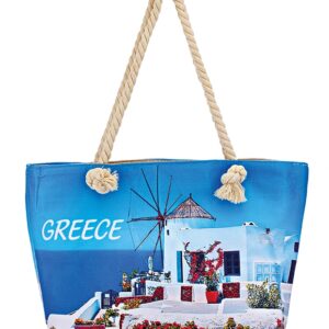 ΤΣΑΝΤΑ ΘΑΛΑΣΣΗΣ ΥΦΑΣΜΑΤΙΝΗ ΑΝΕΜΟΜΥΛΟΣ 2 ΟΨΕΩΝ ''GREECE'' 47x14x35cm