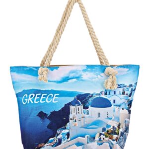 ΤΣΑΝΤΑ ΘΑΛΑΣΣΗΣ ΥΦΑΣΜΑΤΙΝΗ ΝΗΣΙ 2 ΟΨΕΩΝ ''GREECE'' 47x14x35cm