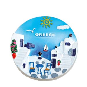 ΜΑΓΝΗΤΑΚΙ ΣΤΡΟΓΓΥΛΟ ΠΛΑΚΟΣΤΡΩΤΗ ΑΥΛΗ ''GREECE'' Φ7 cm