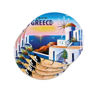 ΣΟΥΒΕΡ ΣΤΡΟΓΓΥΛΑ ΜΕ ΦΕΛΛΟ ΣΕΤ 4 ΤΕΜΑΧΙΩΝ ΑΝΕΜΟΜΥΛΟΣ ''LOVE GREECE'' Φ10cm