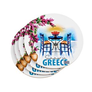 ΣΟΥΒΕΡ ΣΤΡΟΓΓΥΛΑ ΜΕ ΦΕΛΛΟ ΣΕΤ 4 ΤΕΜΑΧΙΩΝ ΒΟΥΚΑΜΒΙΛΙΑ ''SUMMER IN GREECE''  Φ10cm