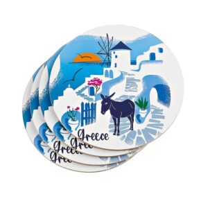ΣΟΥΒΕΡ ΣΤΡΟΓΓΥΛΑ ΜΕ ΦΕΛΛΟ ΣΕΤ 4 ΤΕΜΑΧΙΩΝ ΓΑΪΔΟΥΡΑΚΙ ''GREECE'' Φ10cm