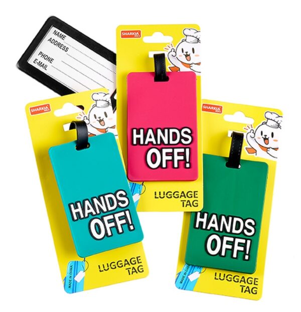 ΕΤΙΚΕΤΑ ΓΙΑ ΒΑΛΙΤΣΑ ''HANDS OFF!'' ΣΕ 3 ΧΡΩΜΑΤΑ 6.5X10.5cm