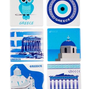 ΜΑΓΝΗΤΑΚΙΑ ΤΕΤΡΑΓΩΝΑ 6 ΣΧΕΔΙΩΝ ''GREECE'' 5.5x5.5cm