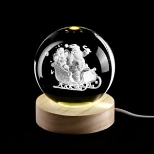 ΚΡΥΣΤΑΛΛΙΝΗ ΜΠΑΛΑ ΦΩΤΙΣΤΙΚΟ ΜΕ ΞΥΛΙΝΗ ΒΑΣΗ ΑΓΙΟΣ ΒΑΣΙΛΗΣ ΜΕ ΕΛΚΗΘΡΟ 6cm