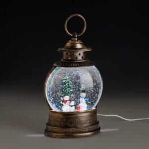 ΜΕΤΑΛΛΙΚΟ ΔΙΑΚΟΣΜΗΤΙΚΟ ΦΑΝΑΡΙ-ΧΙΟΝΟΜΠΑΛΑ ΜΕ USB ΧΙΟΝΑΝΘΡΩΠΟΙ 12.5x7.5x24.5cm